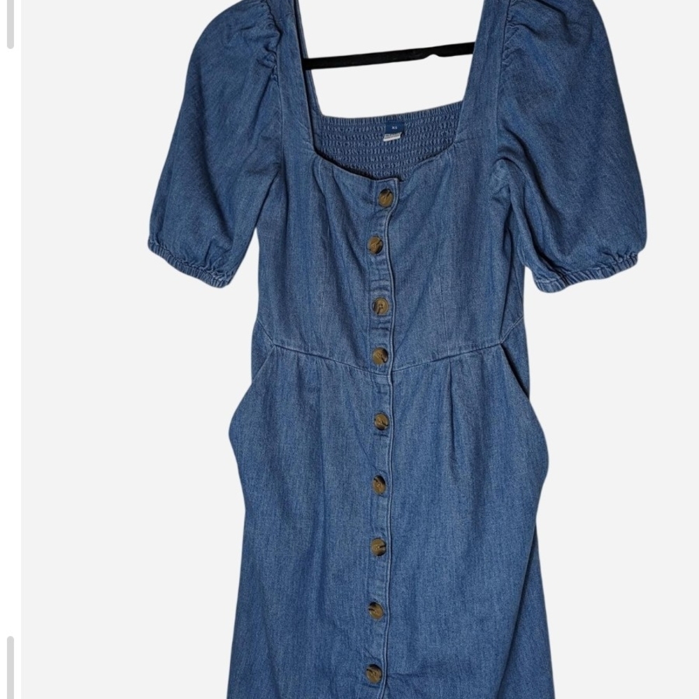Pre-owned Old Navy Blue Button-Front Midi Dress